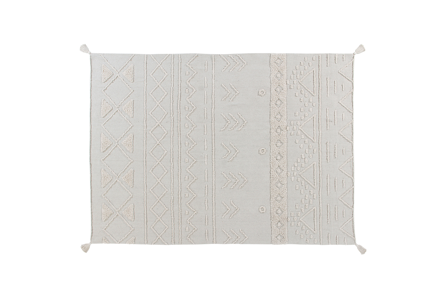the lorena canals tribu washable rug in natural is made of recycled cotton; \$\ 10