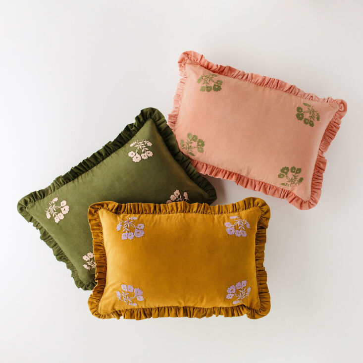 leinikki ruffled and embroidered cushions by projekti tyyny are available from 11