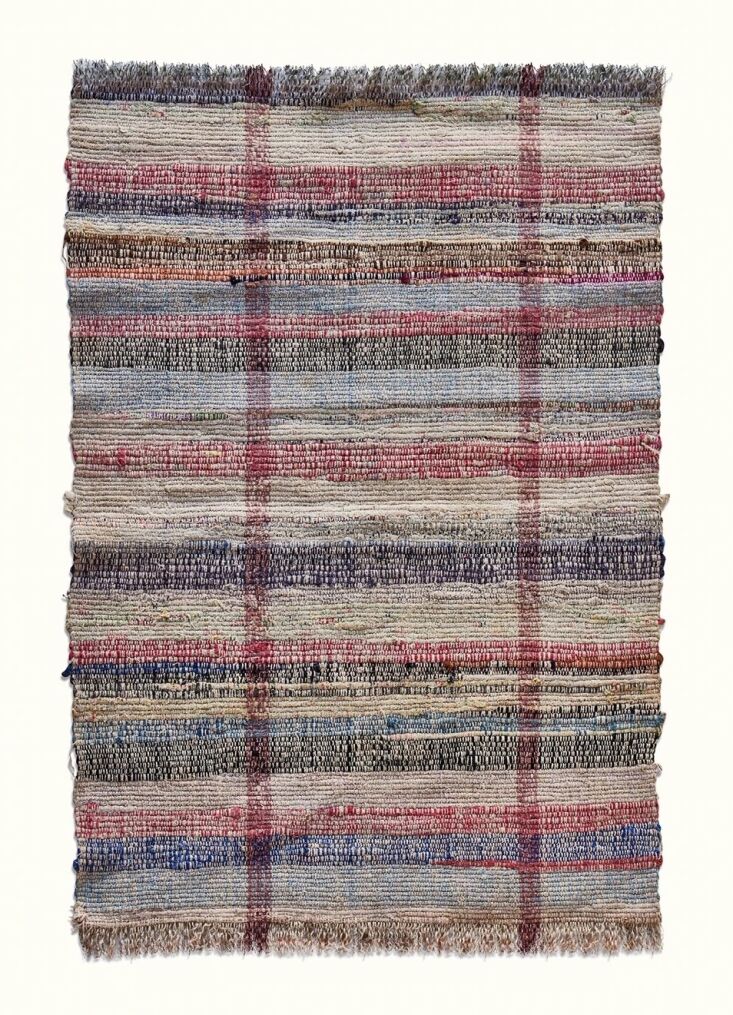this 33 by \2\2 inch early american rag rug, \$\195, is one of several vintage 11