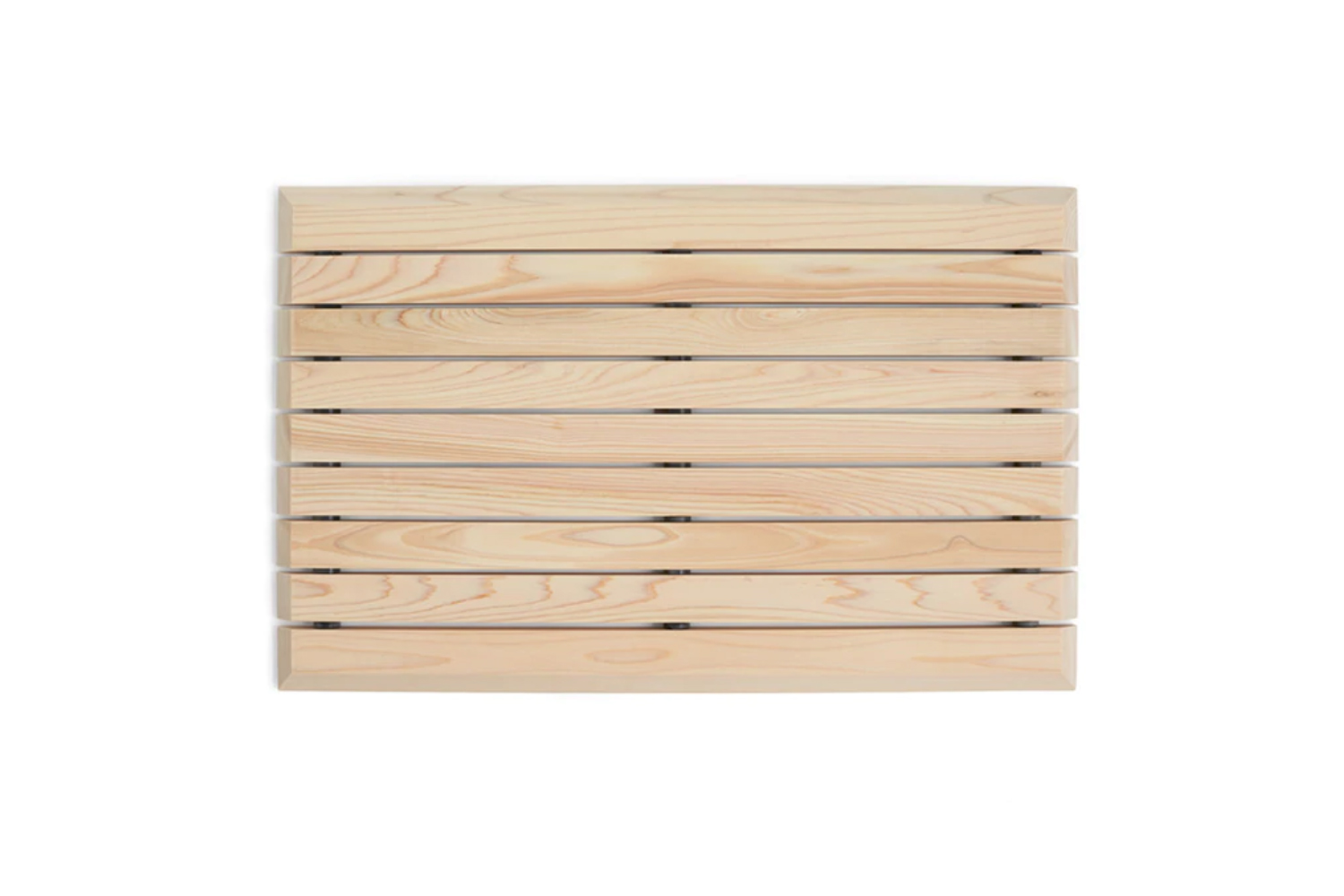 the hinoki bath mat made in kiso, japan by kiso labo features edges cut at an a 13