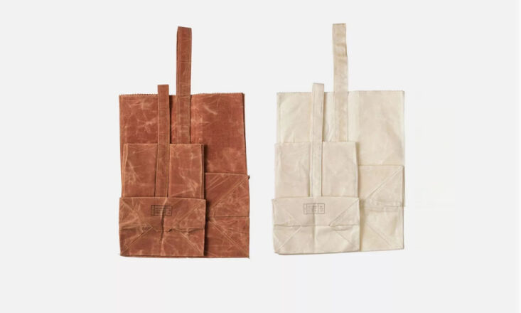 puebco&#8\2\17;s waxed cotton reusable grocery bags with handles are availa 9