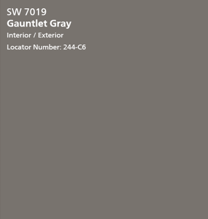 Échantillon de couleur de peinture Gauntet Gray SW. # gauntletgray #couleurs de peinture #peinture grise