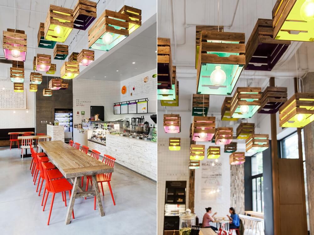 Lampes suspendues de plafond colorées